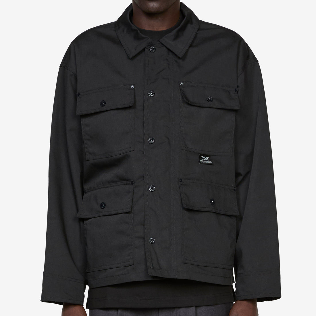 Cotton Duck Canvas Non-Down Work Button Coverall Black Jackets