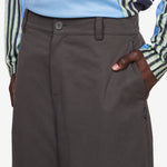 Wide Leg Twill Pants Dark Grey
