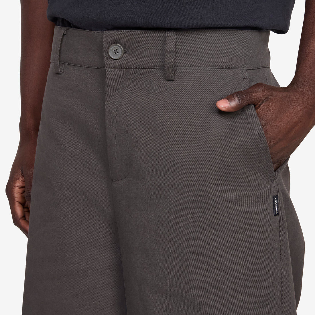 Wide Leg Twill Shorts Dark Grey Shorts