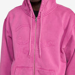 Not Fade Away Zip Hooded Sweatshirt Washed Tyrian Purple