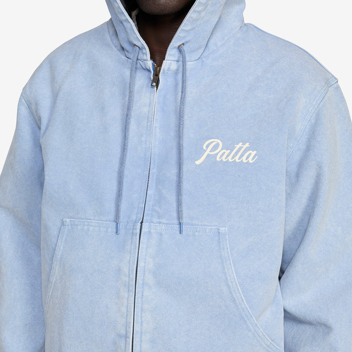 Peace Canvas Hooded Jacket Light Blue Denim