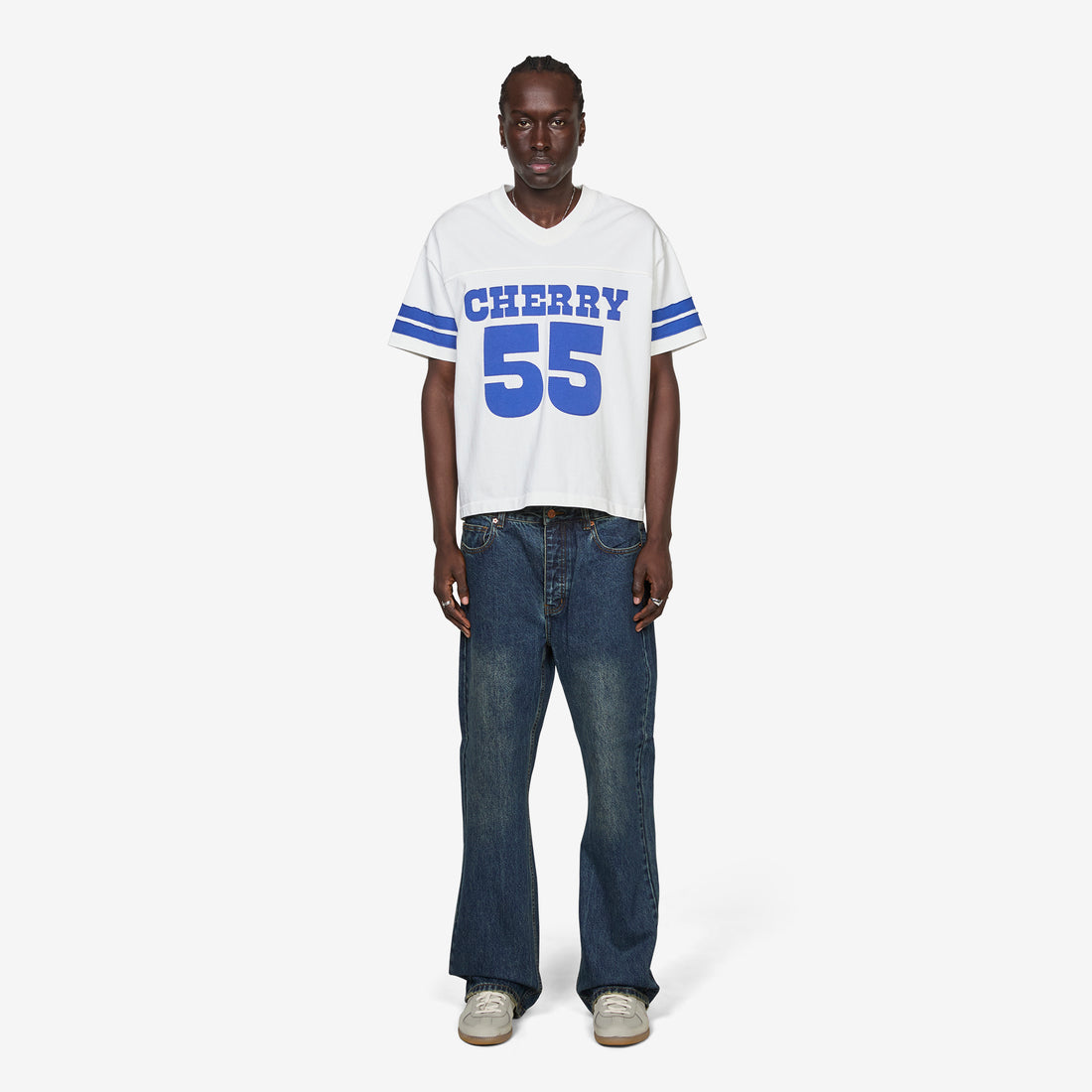Applique Football Jersey Vintage White Tees