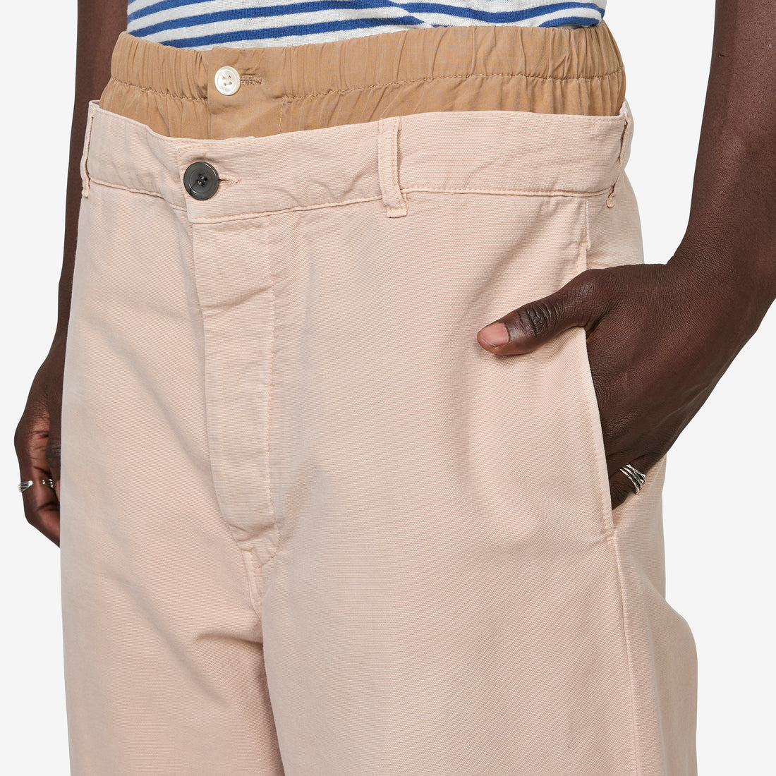 Layered Waistband Trousers Cord Pants