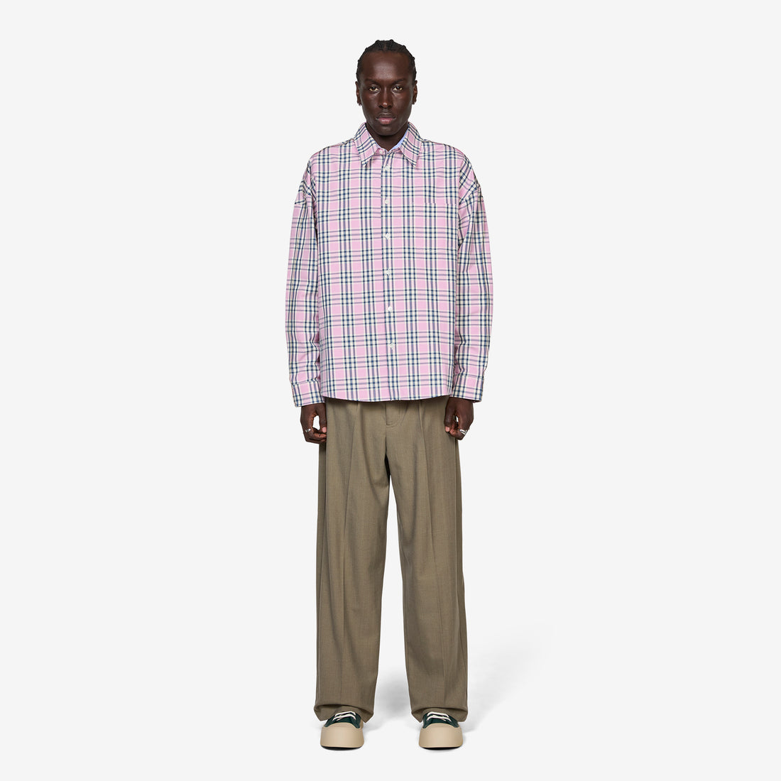 Check Compact Cotton Shirt Quartz Shirts