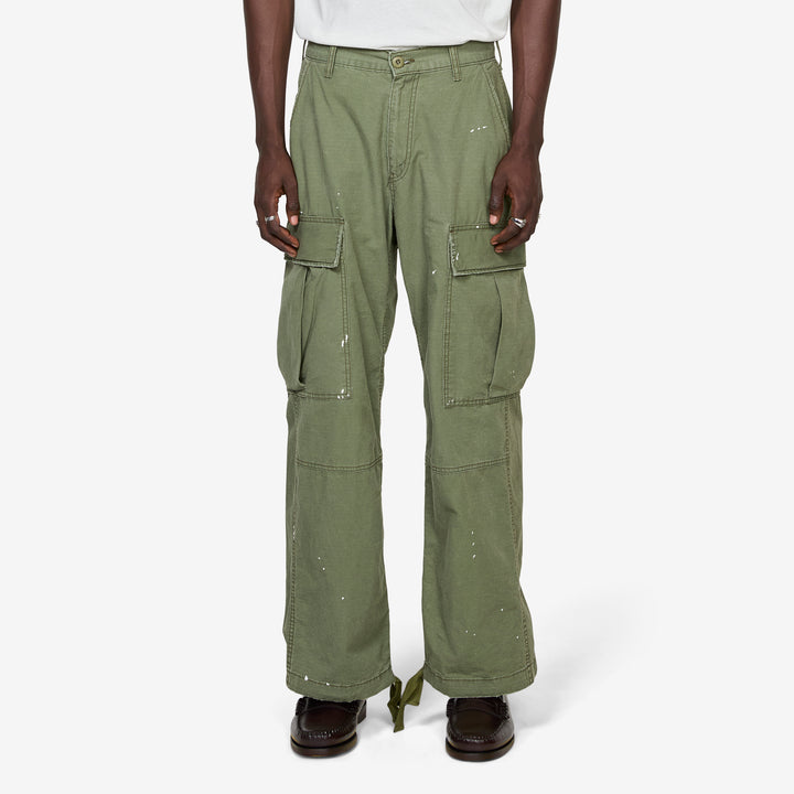 Wide Leg Cargo Pants Army Green Front