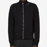 Dishevelled Cotton Zip Jumper Black