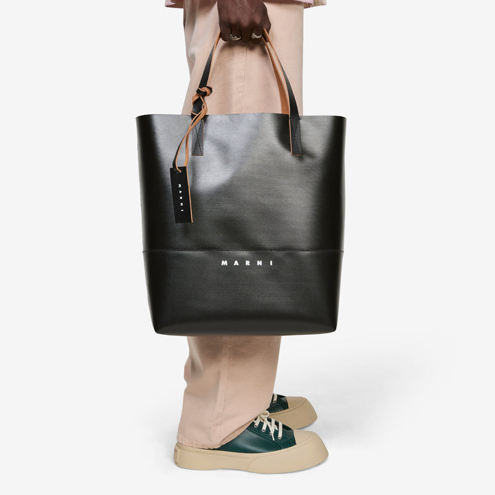 Marni Tag Open Shopper Black Front