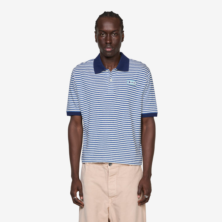 Striped Polo Shirt Royal Front