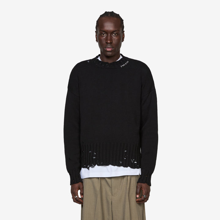 Twisted Crewneck Sweater Black Front