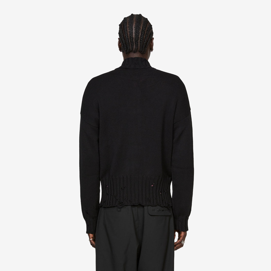 Dishevelled Cotton Zip Jumper Black Jumpers