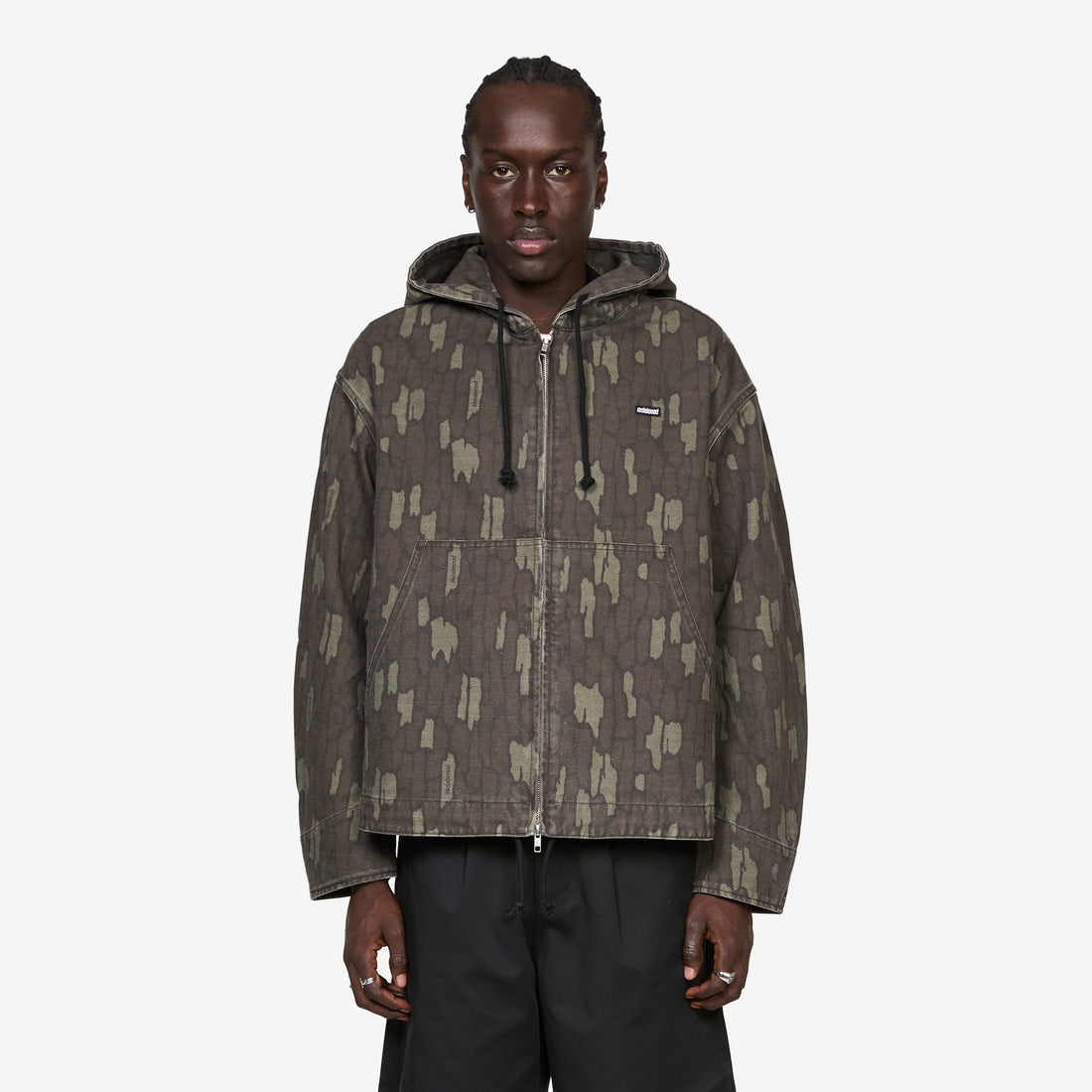 Cotton Twill Zip Hoodie Real Bark Camo Jumpers