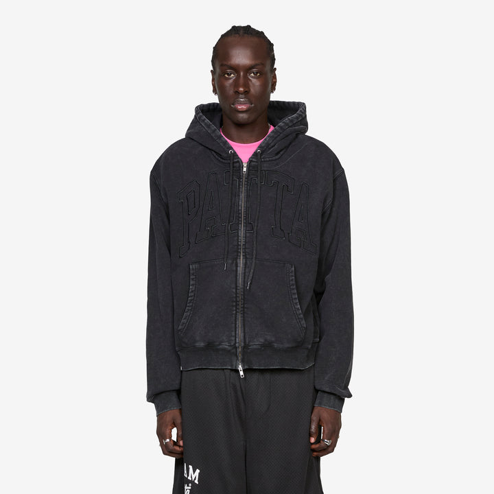 Loopback Logo Zip Hooded Sweater Moonless Night Front