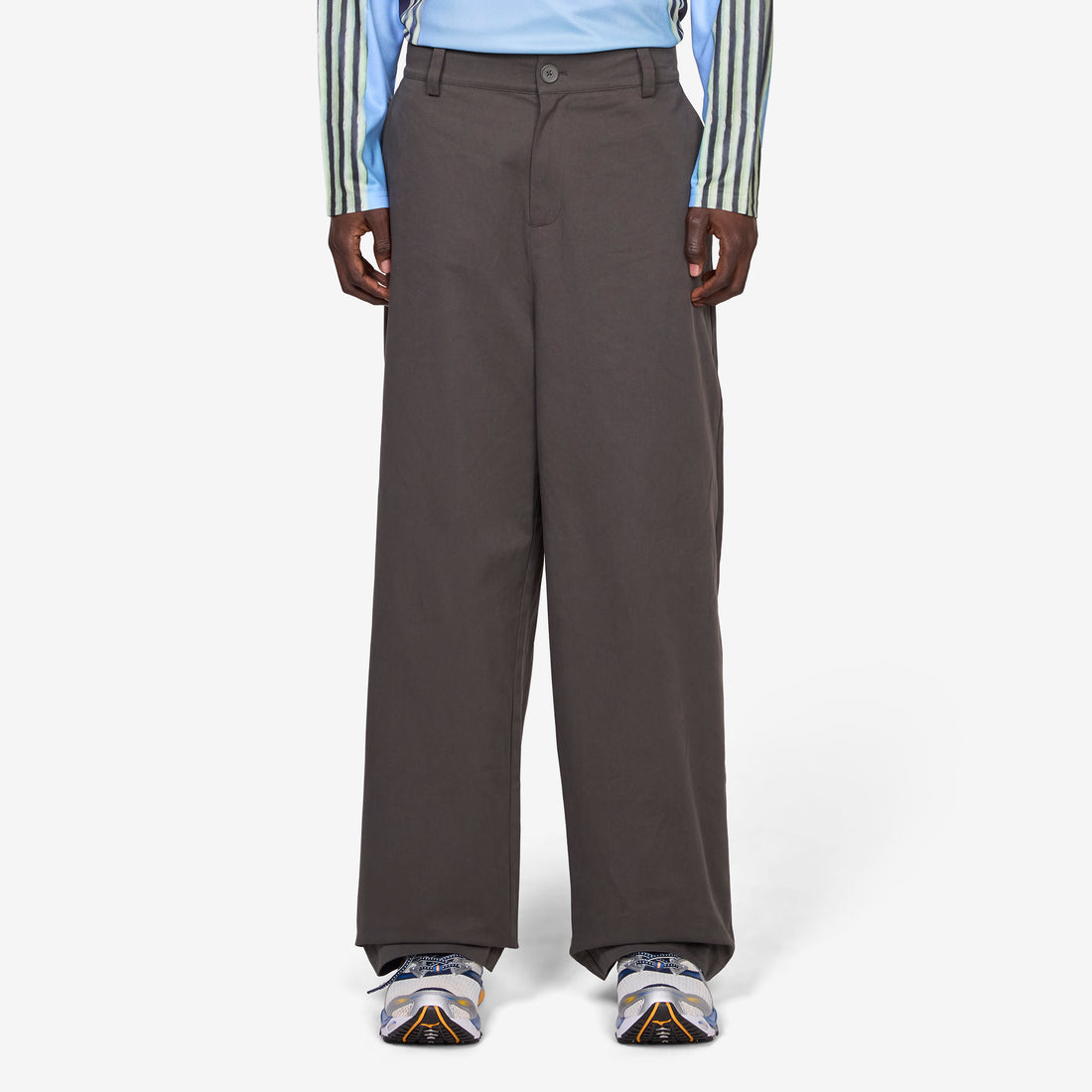 Wide Leg Twill Pants Dark Grey Pants