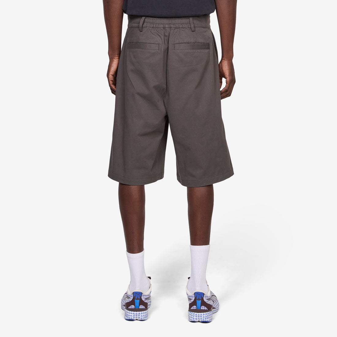 Wide Leg Twill Shorts Dark Grey Shorts