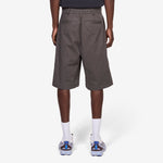 Wide Leg Twill Shorts Dark Grey