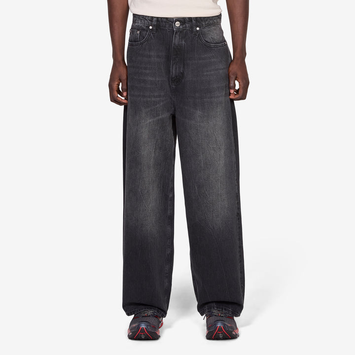 Baggy Denim Jeans Black Vein Front