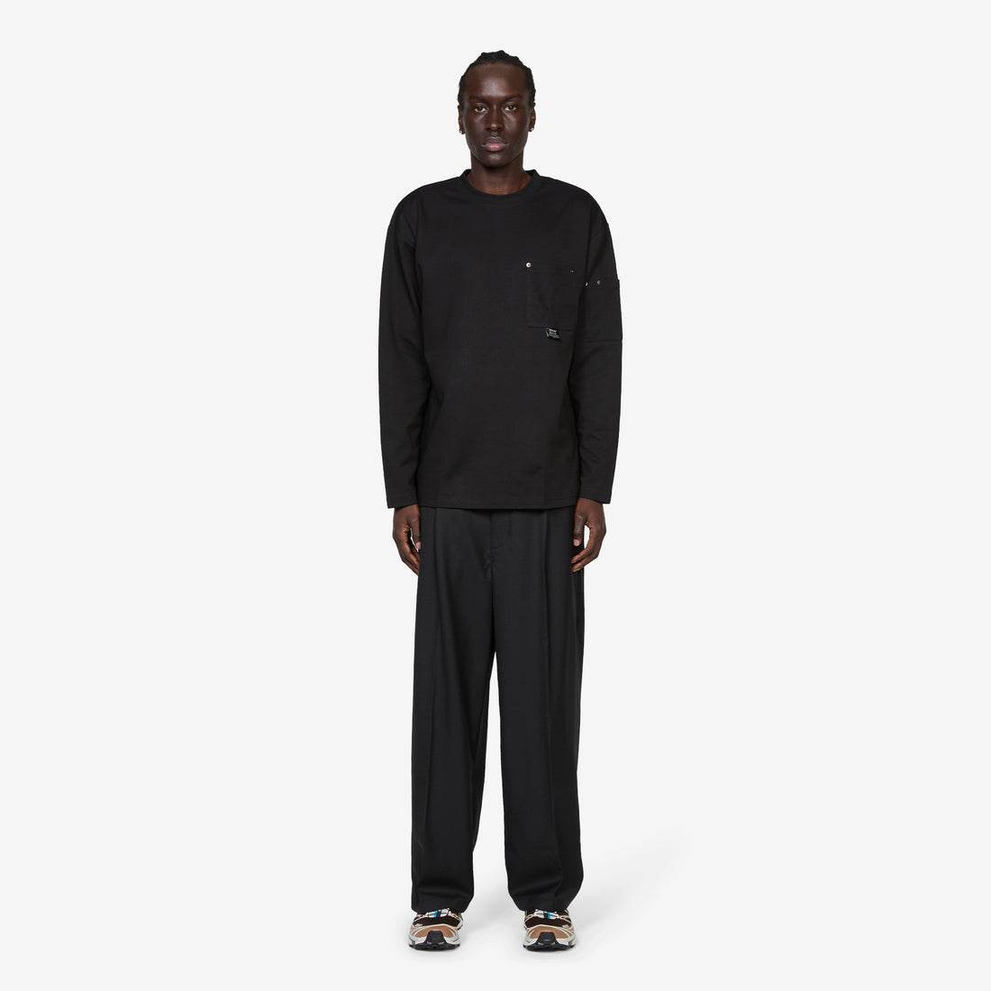 Work Libet Pocket Long Sleeve T-Shirt Black Tees