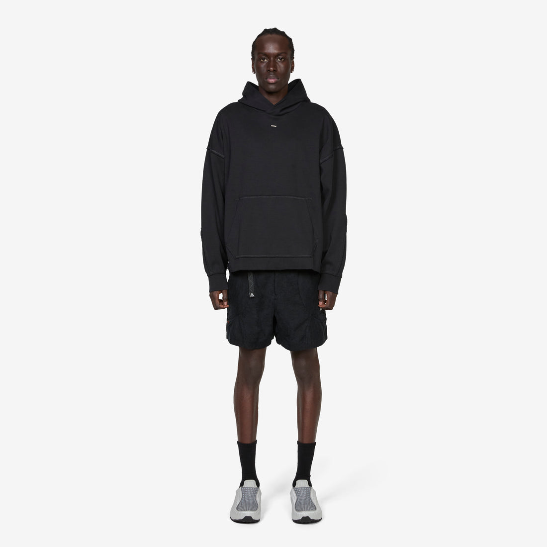 Fleece Pullover Hoodie Black | Ice Silver Jumpers