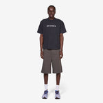 Wide Leg Twill Shorts Dark Grey