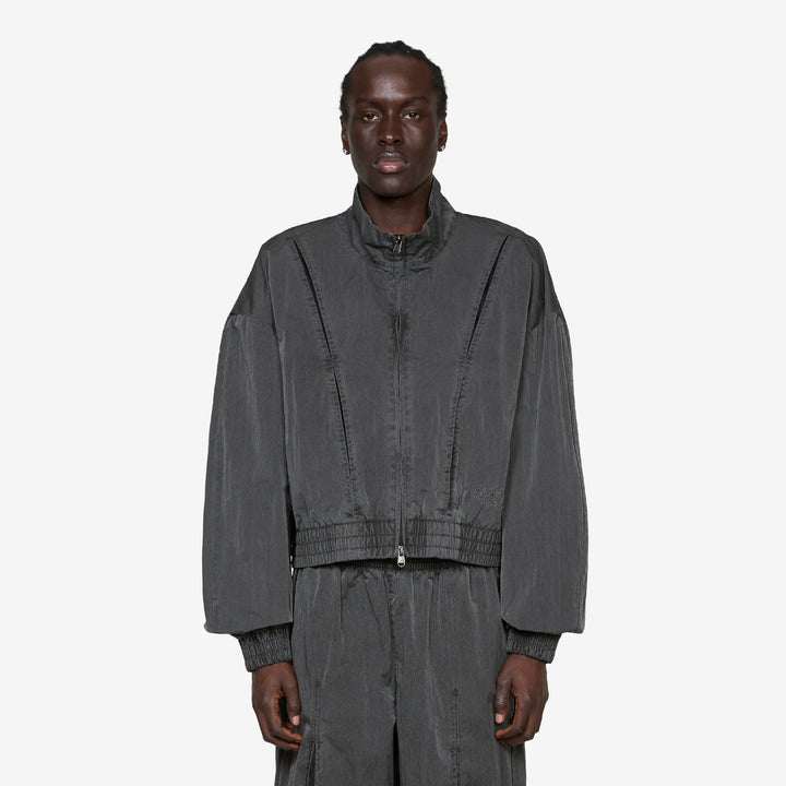 Cropped Track Jacket Black | Dark Smoke Grey Front