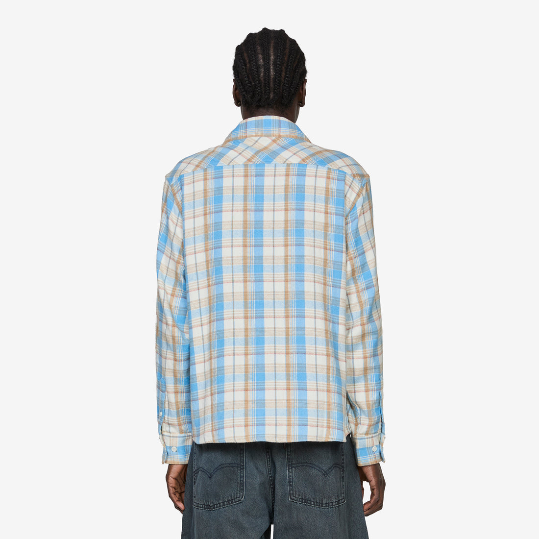 Vintage Plaid Flannel Longsleeve Shirt Blue Shirts