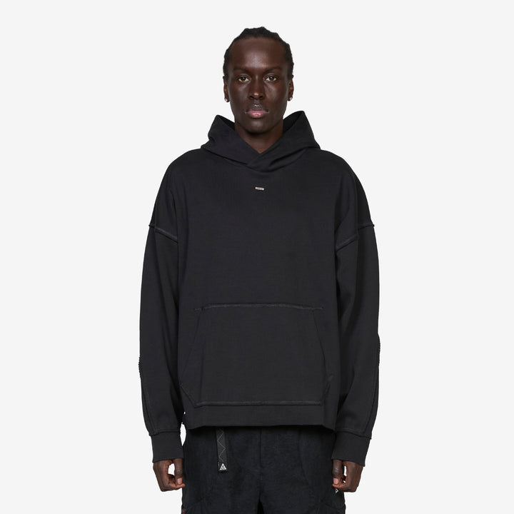 Fleece Pullover Hoodie Black | Ice Silver Front