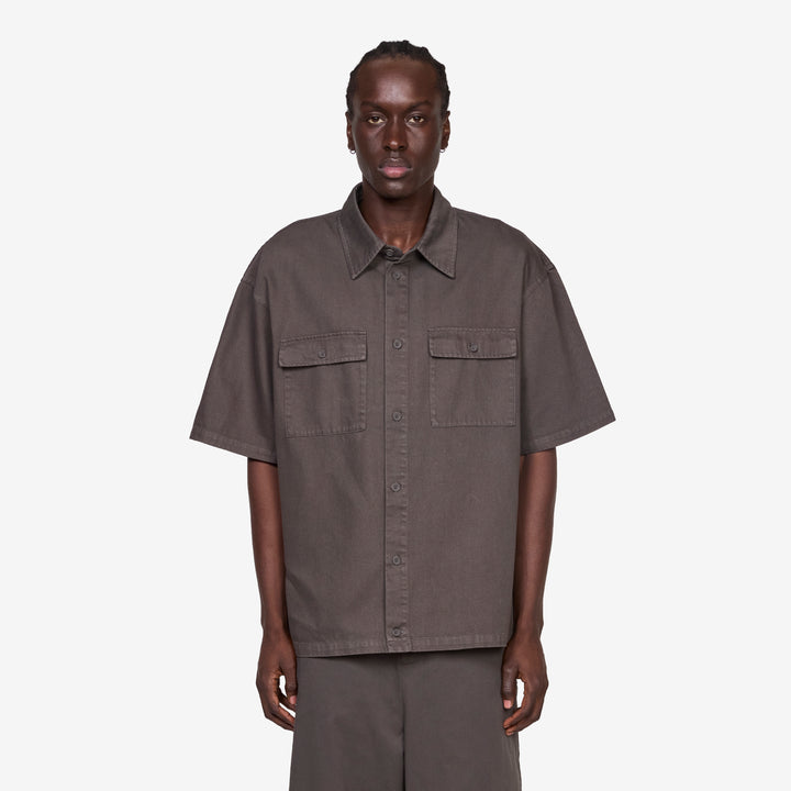 Washed Oversized Shirt Dusty Brown Front