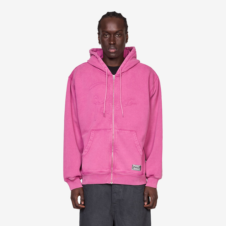 Not Fade Away Zip Hooded Sweatshirt Washed Tyrian Purple Front