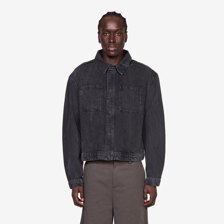 Denim Overshirt Black Vein Front