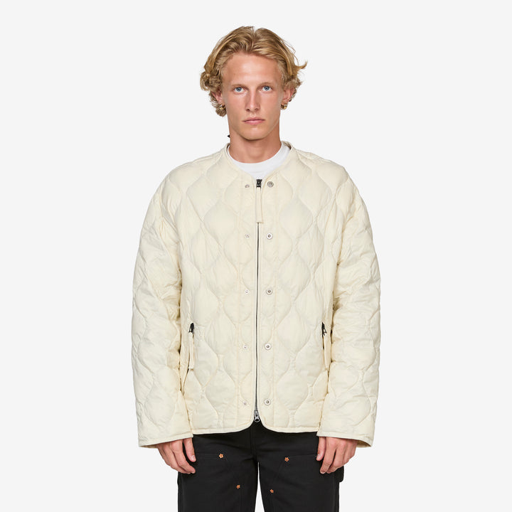 Military W-Zip M65 Liner Short Soft Shell Down Jacket Off White Front