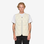 Military W-Zip V-Neck Soft Shell Down Vest Off White
