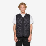 Military W-Zip V-Neck Soft Shell Down Vest Black