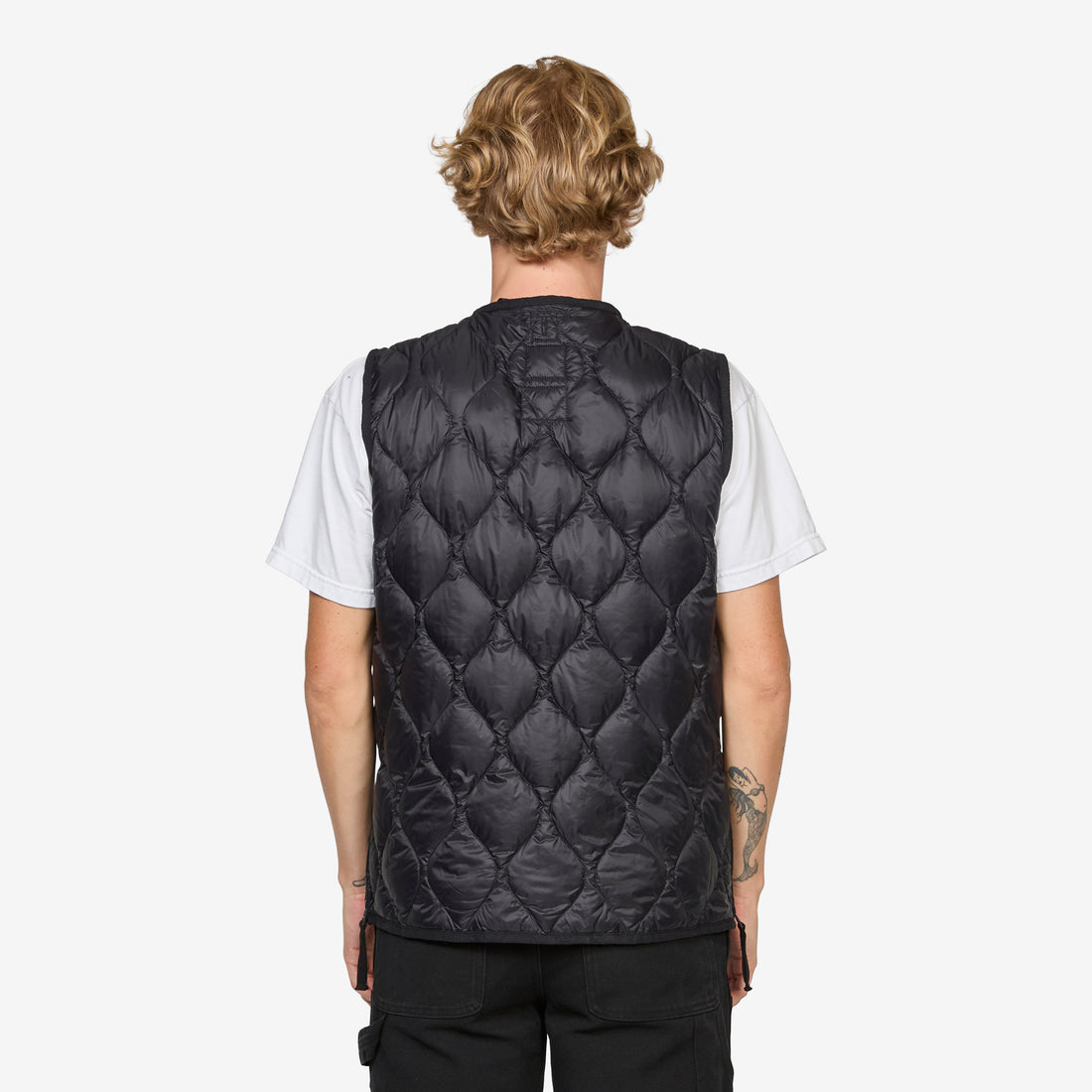 Military W-Zip V-Neck Soft Shell Down Vest Black Jackets