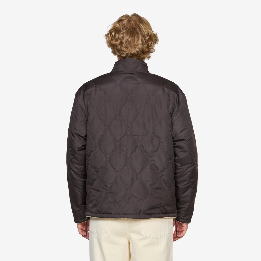 Military Reversible Down Boa Hi Neck Jacket Dark Choco | Beige Jackets