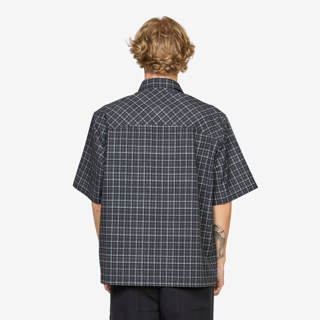 Aair Floweave Printed Check Short Sleeve Shirt Grey Shirts