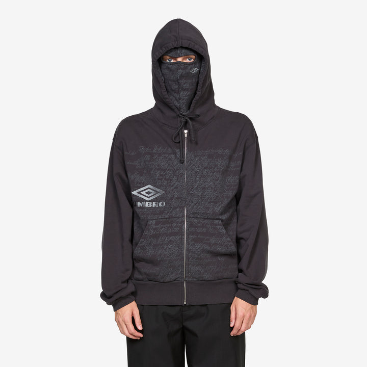 Compact Masked Zip Hoodie Washed Black
