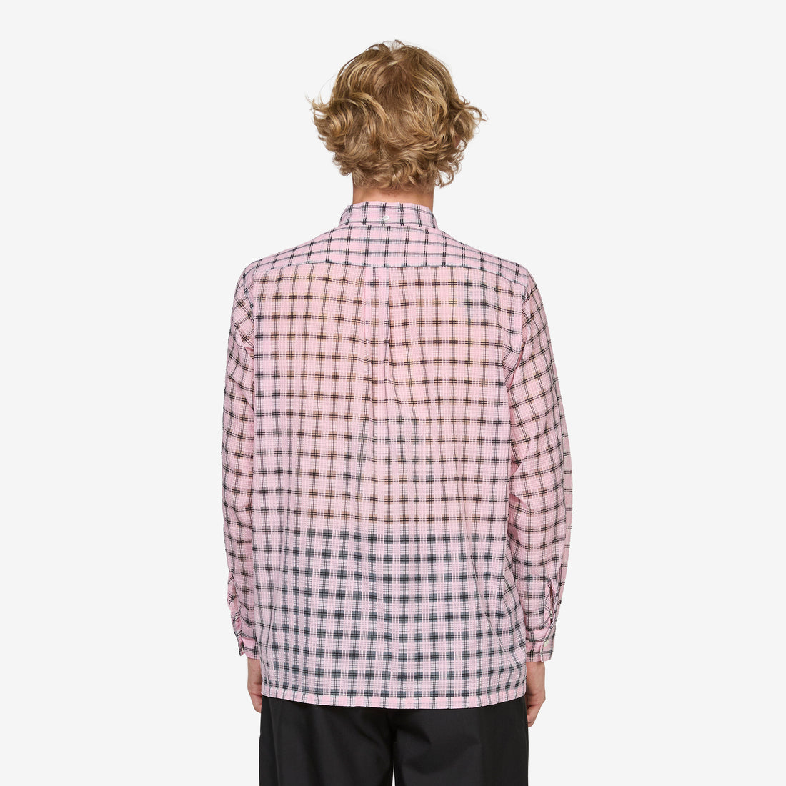 Open B.D. Shirt Nylon Airy Plaid Pink Shirts