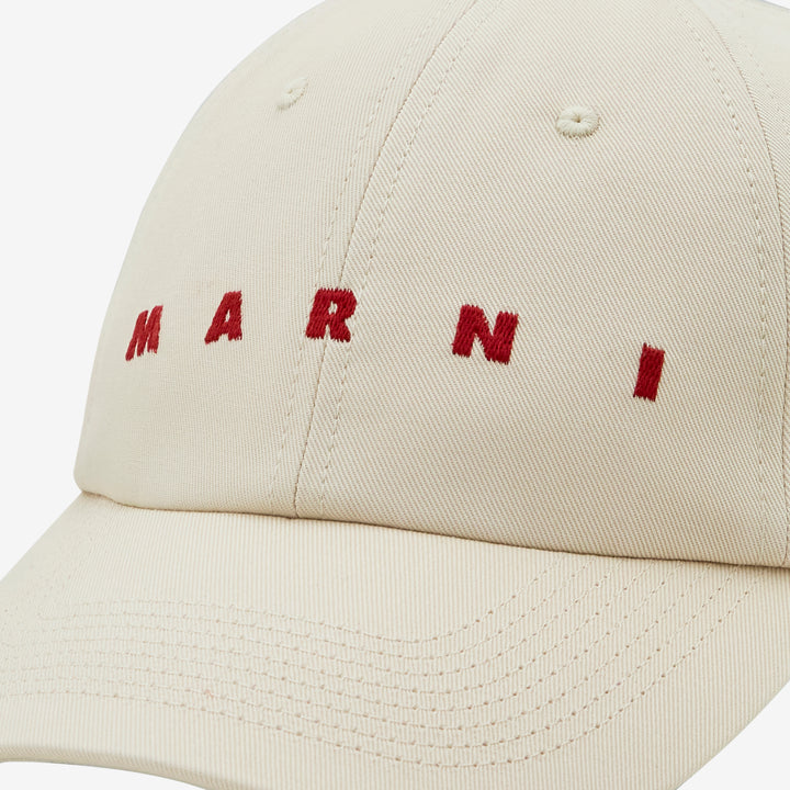 Embroidered Logo Baseball Cap Ivory