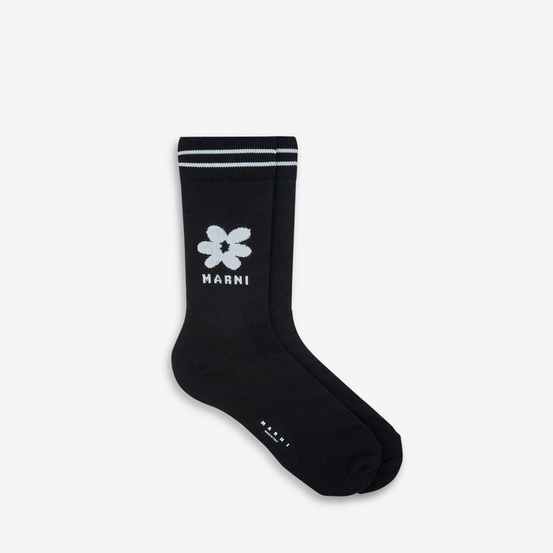 Jacquard Flower Socks Black Accessories