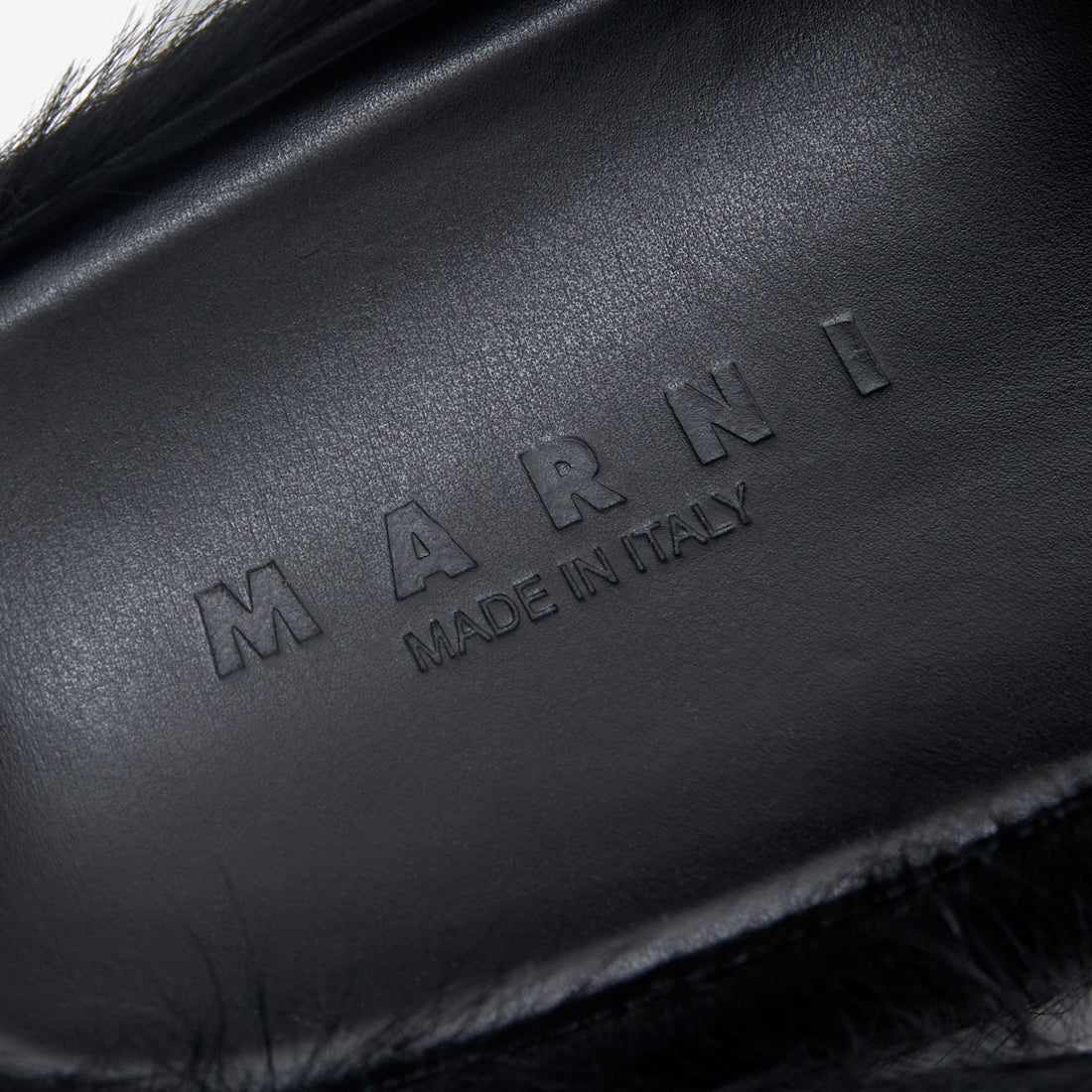 Long Hair Calfskin Fussbett Sabot Black Footwear