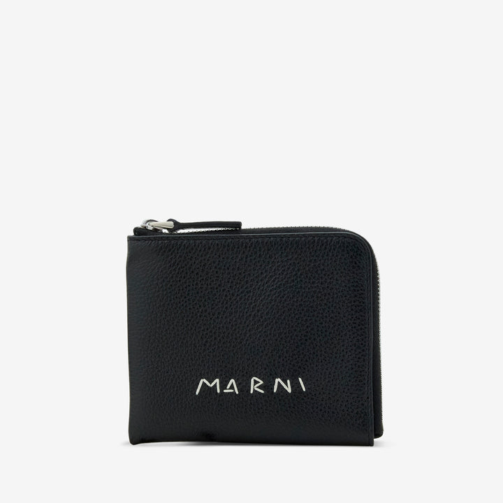 Marni Mending Zip-Around Wallet Black Front