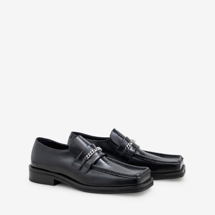 Square Toe Loafer Black Front