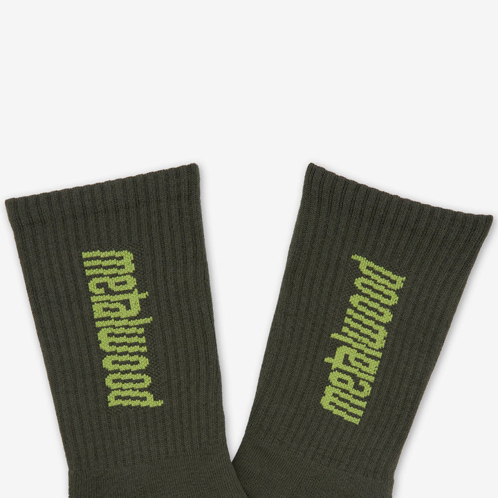 Metal Logo Crew Sock Olive