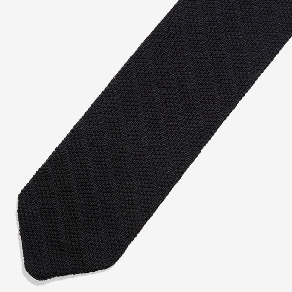 Formal Tie Black Knitted Stripe Accessories