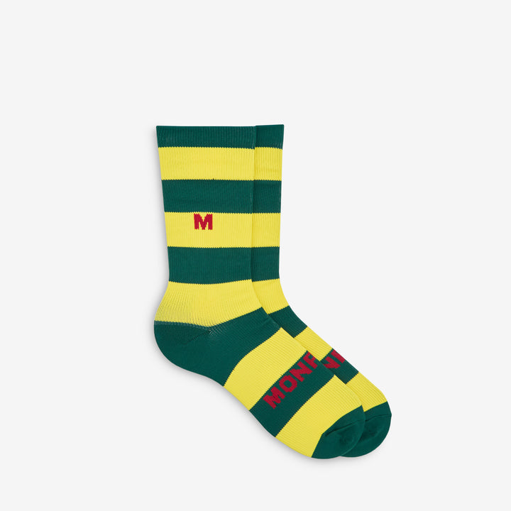 Otis Full-Length Striped Sock Green | Yellow Front
