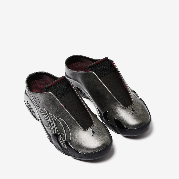 Mowalola x Air Jordan 14 Retro Mule Black | Metallic Silver | Burnt Red