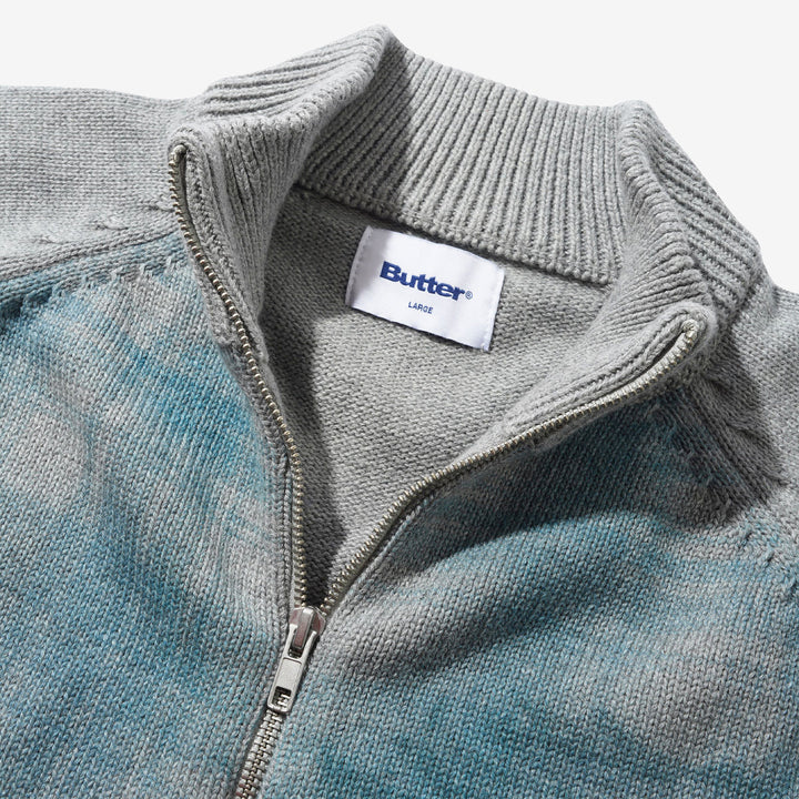 Mustang Zip-Thru Knit Sweater Grey