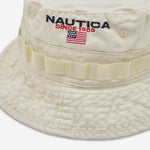 USA Flag Logo Light Weight Denim Canvas Boonie Hat Off White
