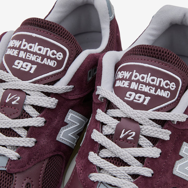 Made in UK 991v2 Catawba Grape | Silver | Naval Acadamy | White Footwear