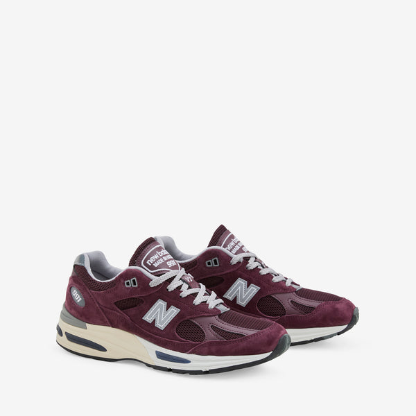 Made in UK 991v2 Catawba Grape | Silver | Naval Acadamy | White Footwear